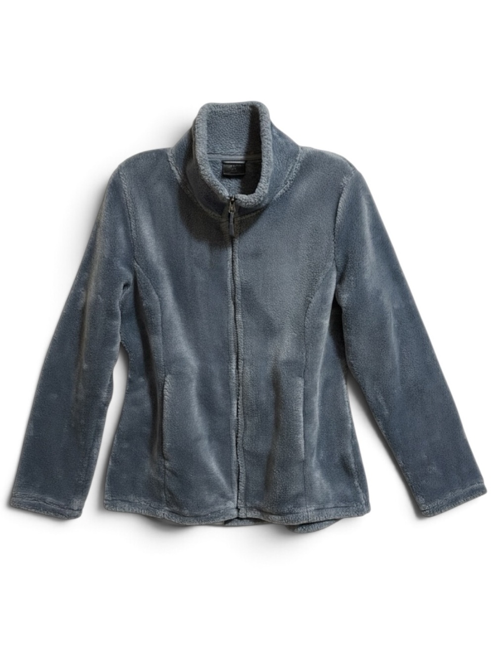 32 Degrees Heat Soft Plush Full Zip Jacket Faux Fur Fleece in Slate Blue Size L